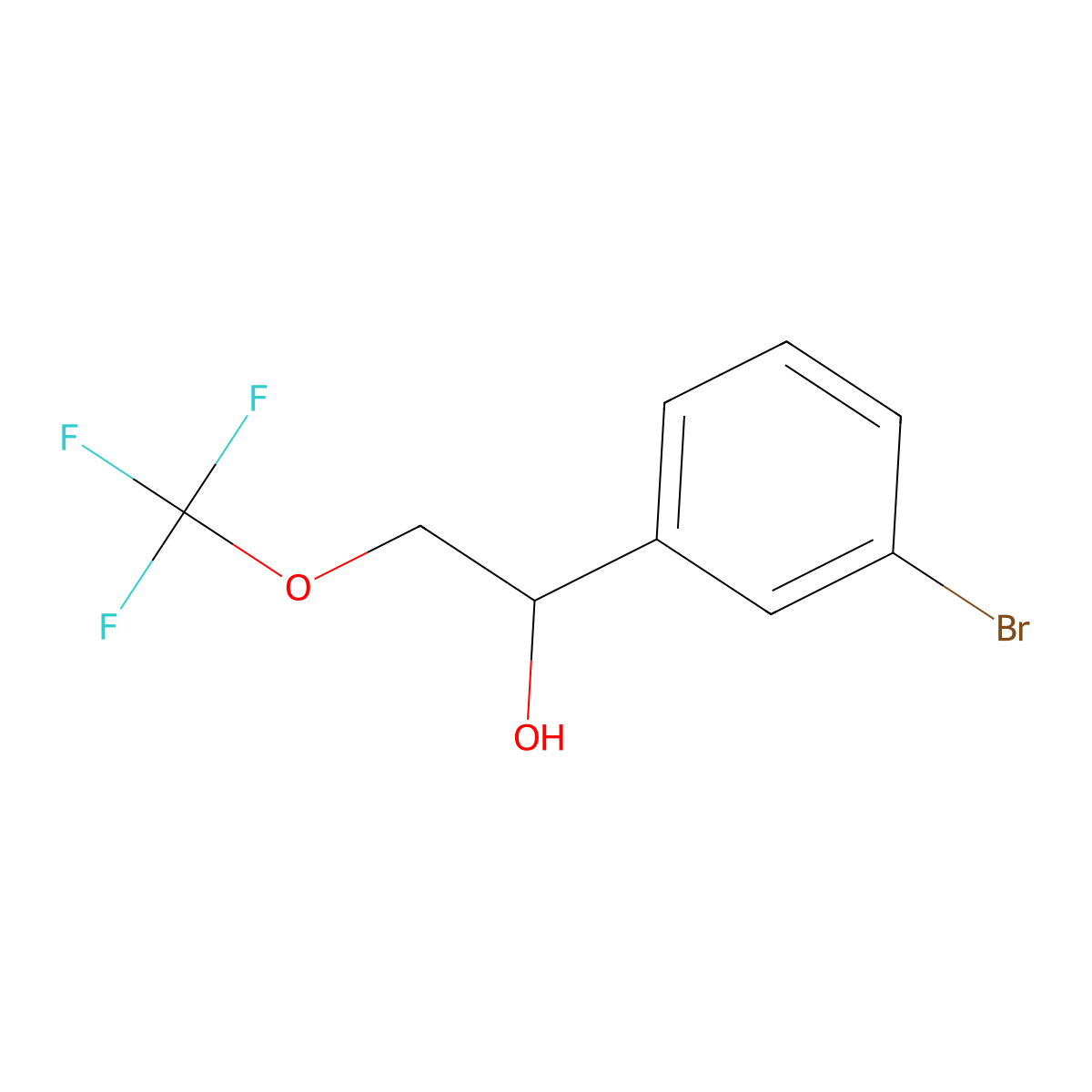 1-(3-Bromophenyl)-2-(trifluoromethoxy)ethan-1-ol molecular structure, CAS 1334147-37-3