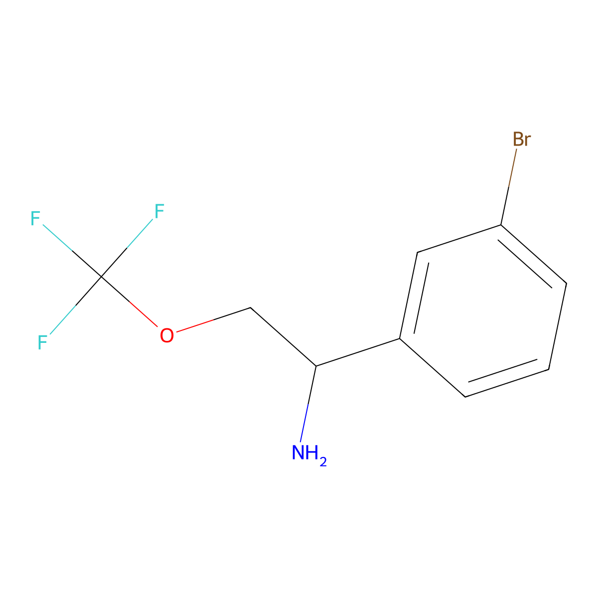1-(3-Bromophenyl)-2-(trifluoromethoxy)ethan-1-amine molecular structure, CAS 1334147-40-8