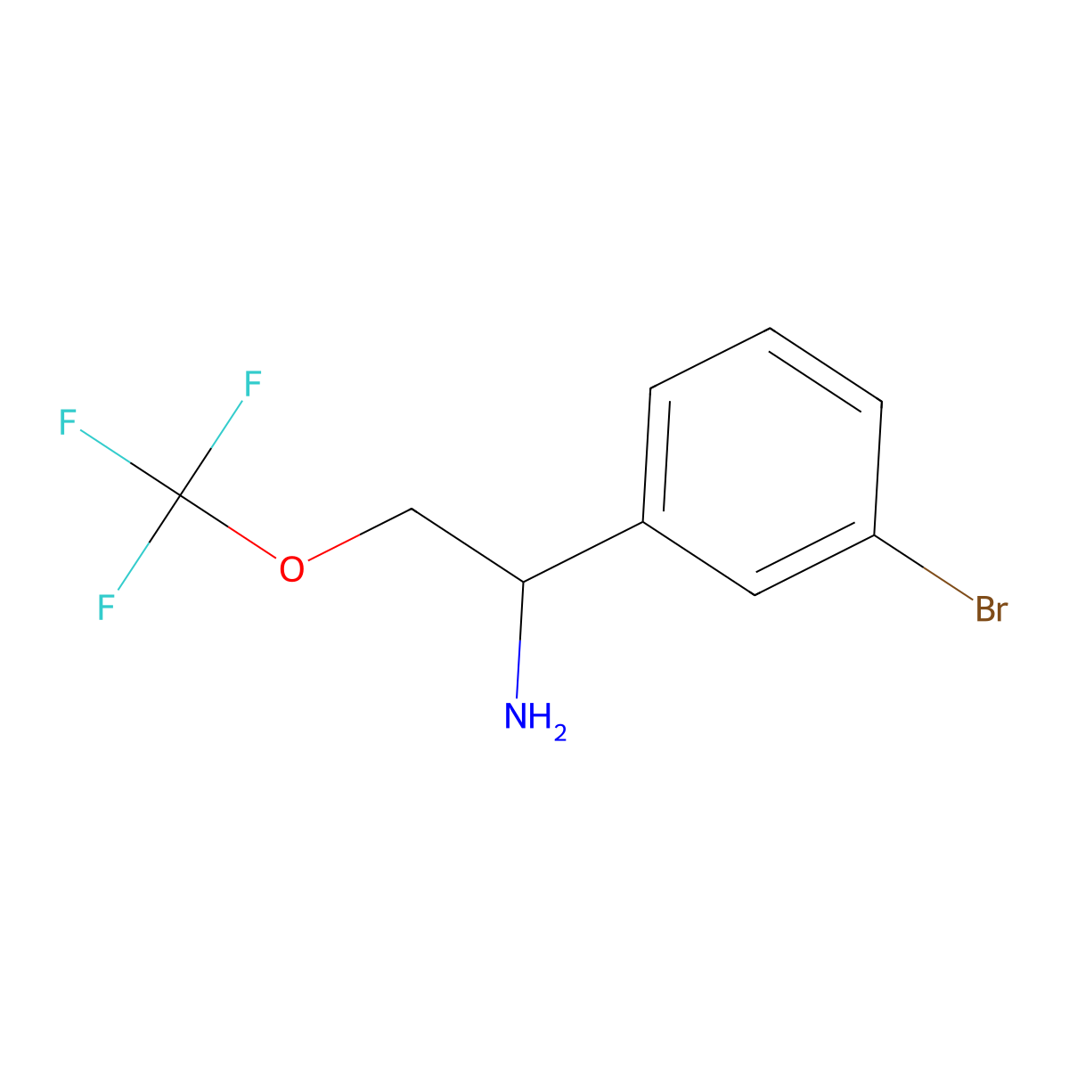 1-(3-Bromophenyl)-2-(trifluoromethoxy)ethan-1-amine molecular structure, CAS 1334147-40-8
