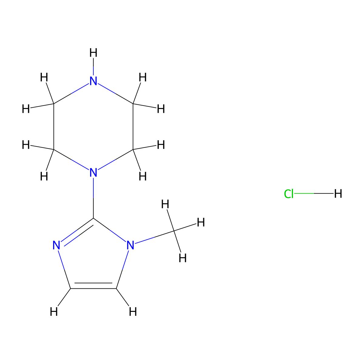 1-(1-methyl-1H-imidazol-2-yl)piperazine hydrochloride molecular structure, CAS 1334147-53-3