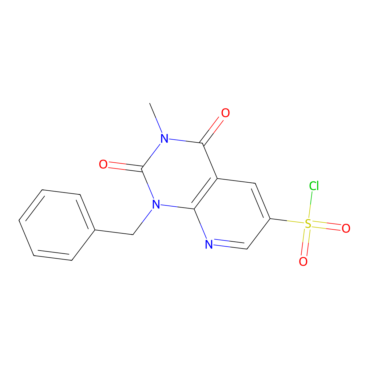1-Benzyl-3-methyl-2,4-dioxo-1,2,3,4-tetrahydropyrido[2,3-d]pyrimidine-6-sulfonyl chloride molecular structure, CAS 1334147-57-7