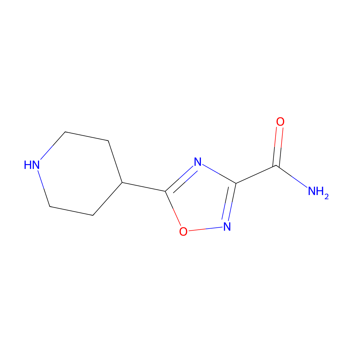 5-(Piperidin-4-yl)-1,2,4-oxadiazole-3-carboxamide molecular structure, CAS 1334147-59-9