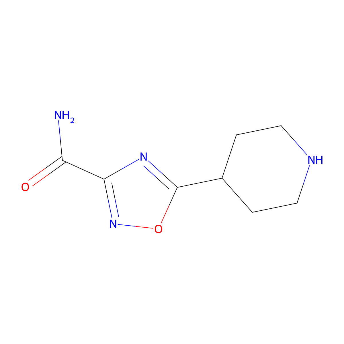 5-(Piperidin-4-yl)-1,2,4-oxadiazole-3-carboxamide molecular structure, CAS 1334147-59-9