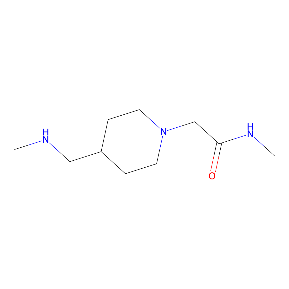 N-methyl-2-{4-[(methylamino)methyl]piperidin-1-yl}acetamide molecular structure, CAS 1334147-60-2