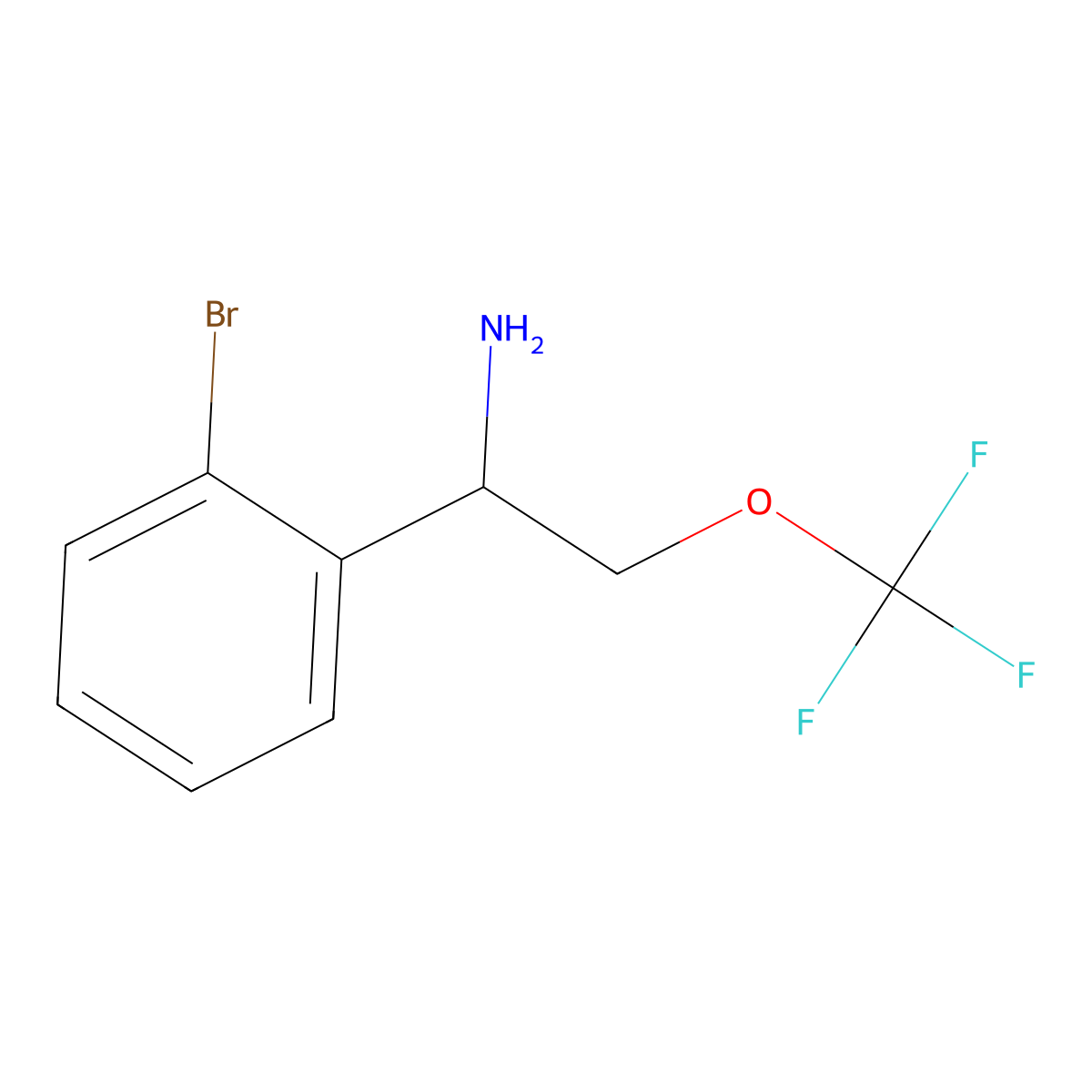 1-(2-Bromophenyl)-2-(trifluoromethoxy)ethan-1-amine molecular structure, CAS 1334147-62-4