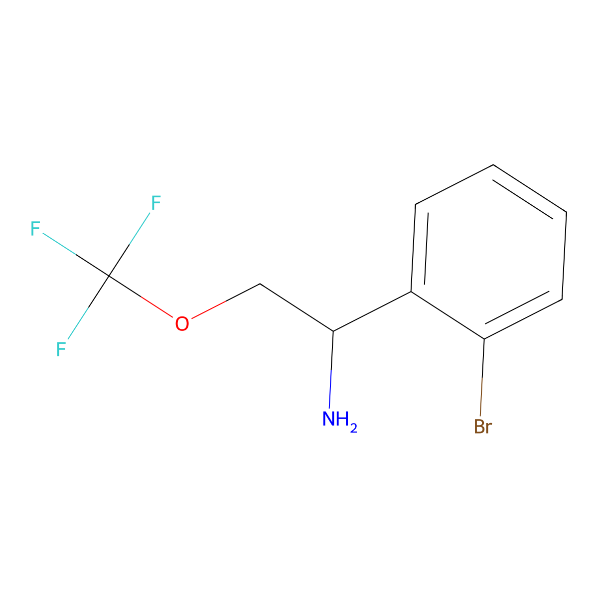 1-(2-Bromophenyl)-2-(trifluoromethoxy)ethan-1-amine molecular structure, CAS 1334147-62-4