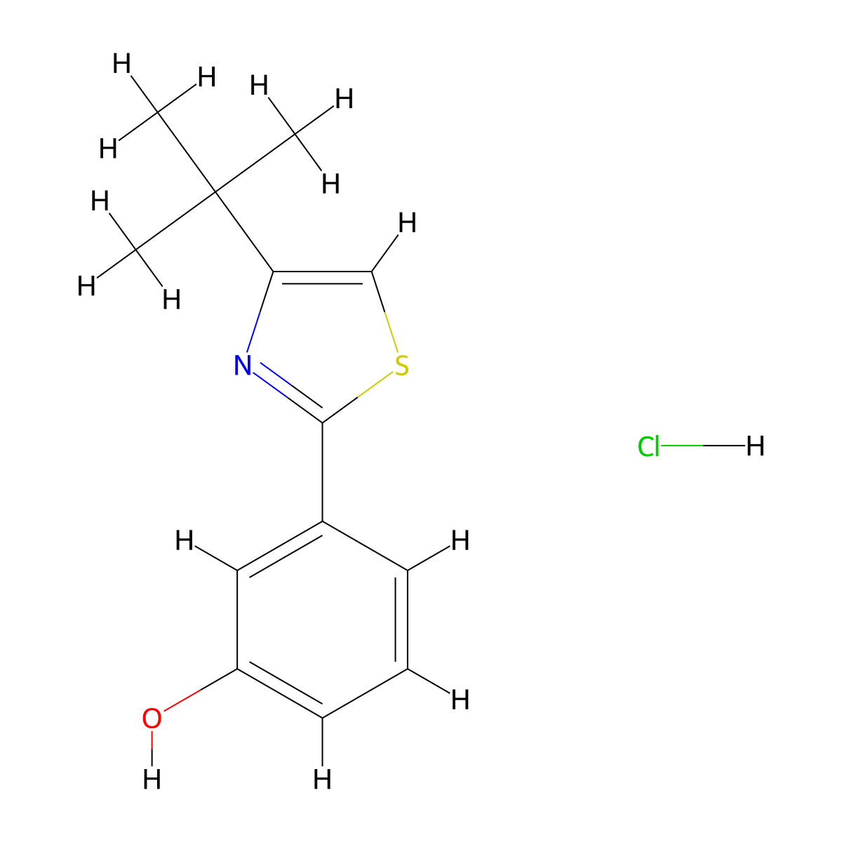 3-(4-Tert-butyl-1,3-thiazol-2-yl)phenol hydrochloride molecular structure, CAS 1334147-65-7
