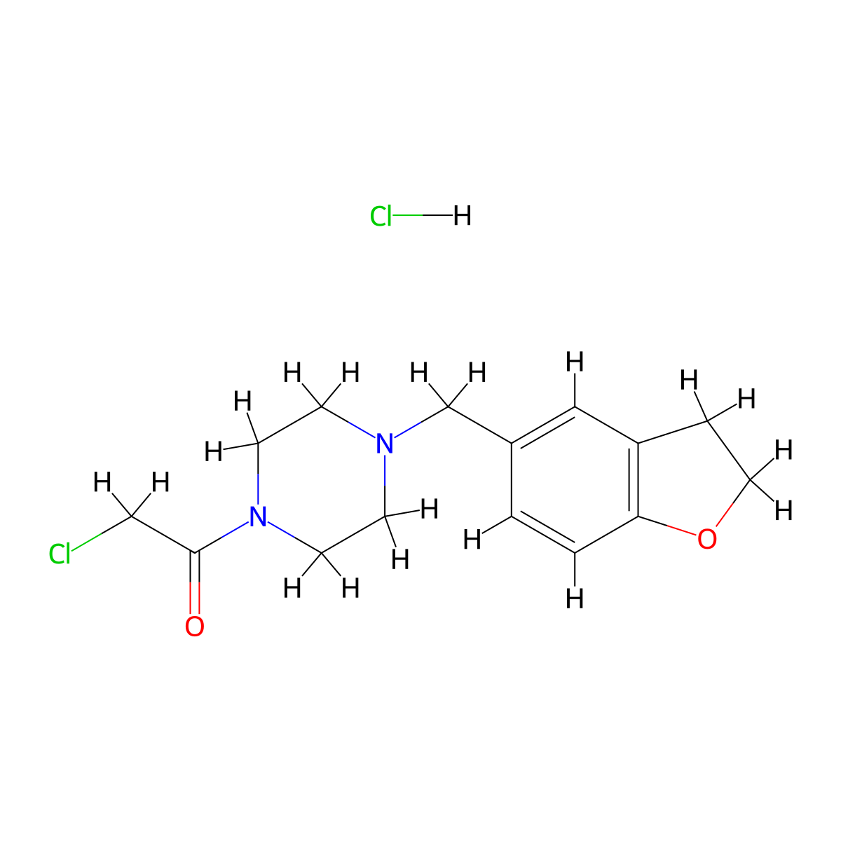 2-Chloro-1-[4-(2,3-dihydro-1-benzofuran-5-ylmethyl)piperazin-1-yl]ethan-1-one hydrochloride molecular structure, CAS 1334147-69-1