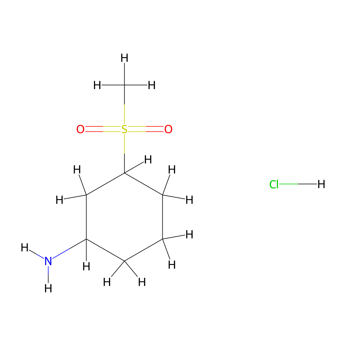 3-Methanesulfonylcyclohexan-1-amine hydrochloride molecular structure, CAS 1334147-71-5