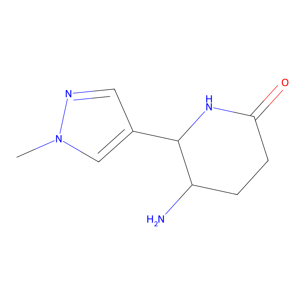 5-amino-6-(1-methyl-1H-pyrazol-4-yl)piperidin-2-one molecular structure, CAS 1334147-74-8