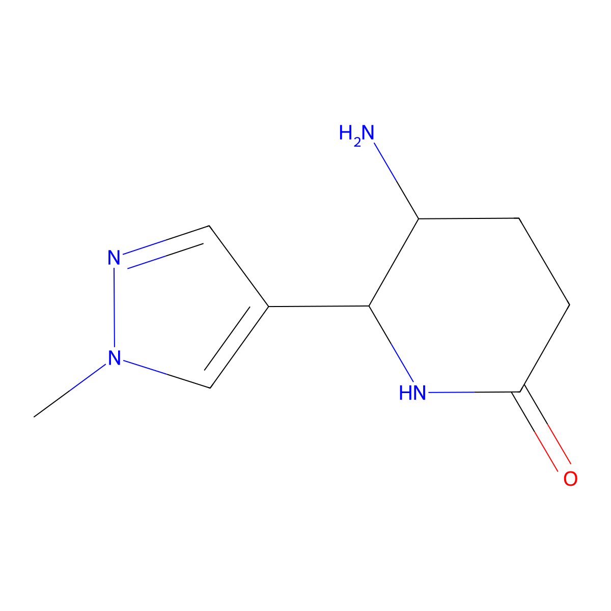 5-amino-6-(1-methyl-1H-pyrazol-4-yl)piperidin-2-one molecular structure, CAS 1334147-74-8