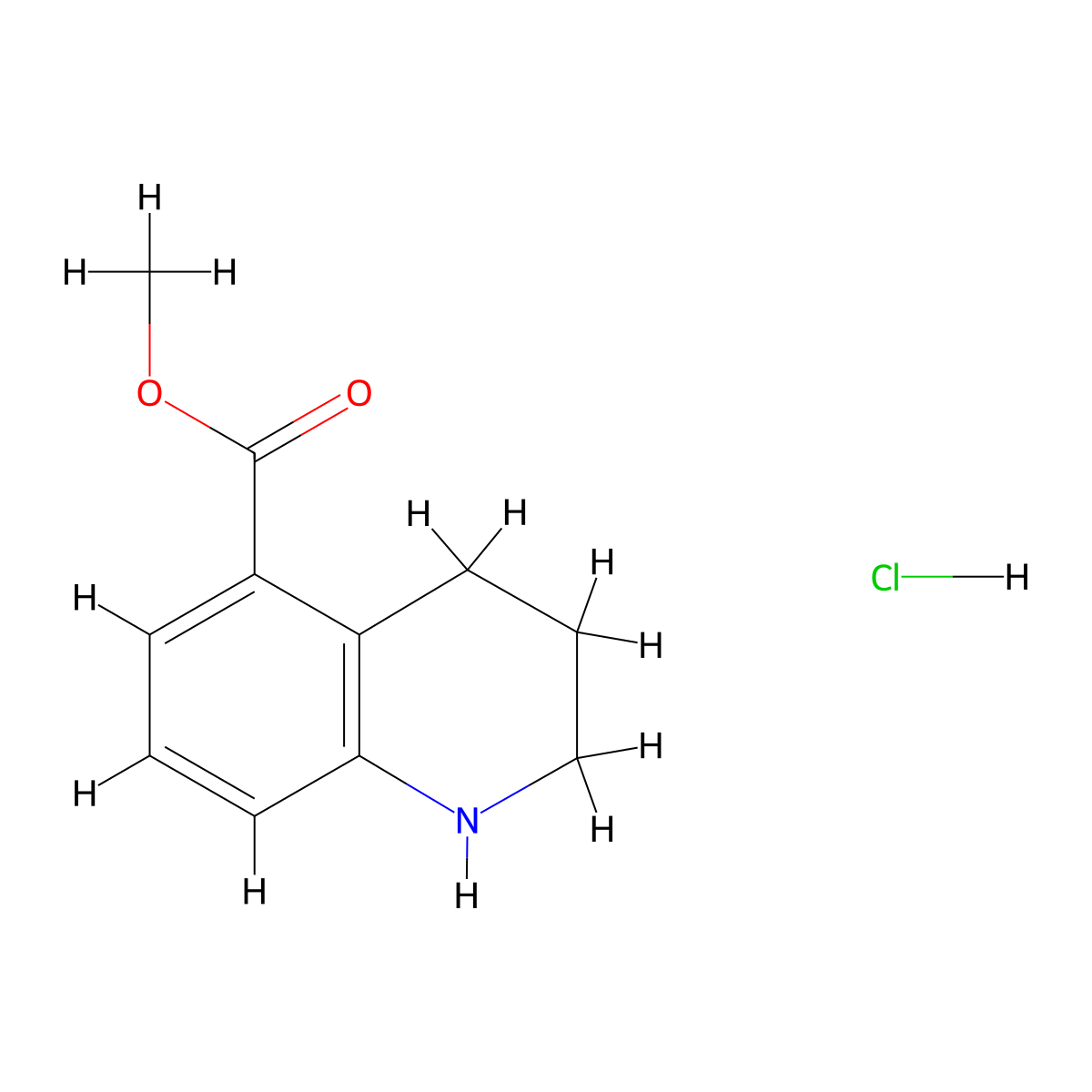 Methyl 1,2,3,4-tetrahydroquinoline-5-carboxylate hydrochloride molecular structure, CAS 1334147-75-9