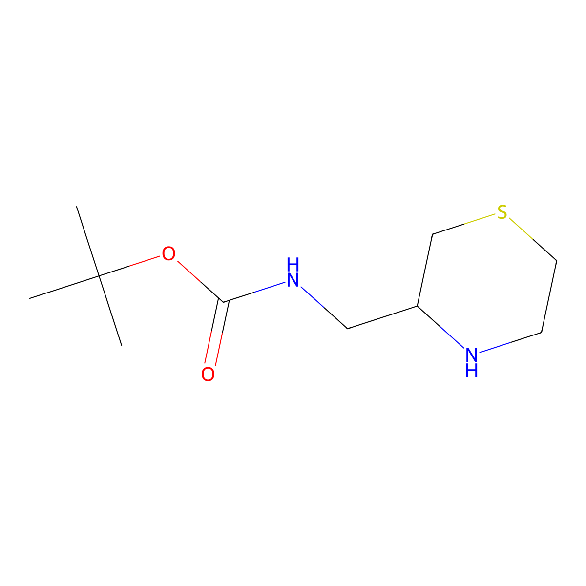 tert-Butyl (thiomorpholin-3-ylmethyl)carbamate molecular structure, CAS 1334147-77-1