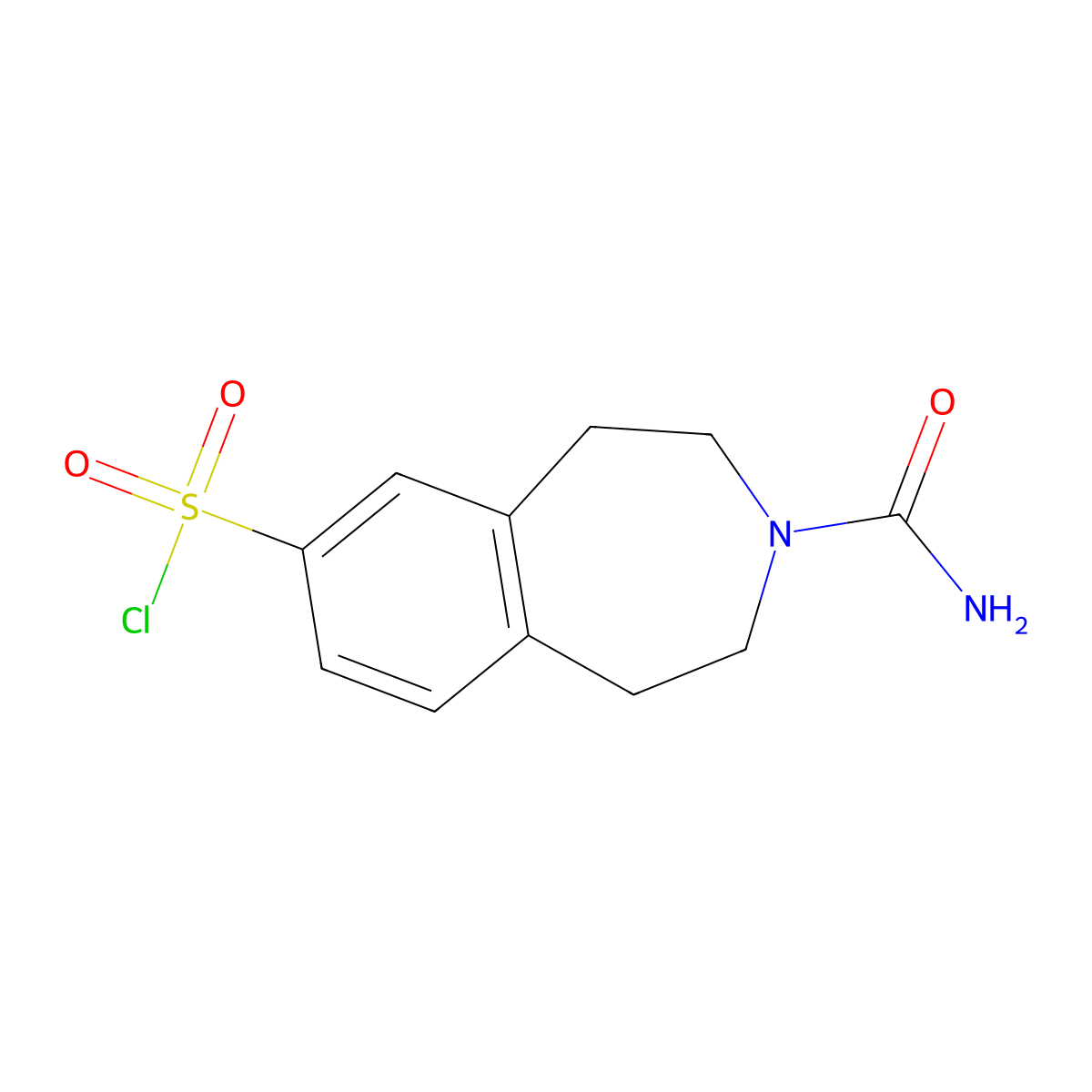 3-carbamoyl-2,3,4,5-tetrahydro-1H-3-benzazepine-7-sulfonyl chloride molecular structure, CAS 1334147-78-2