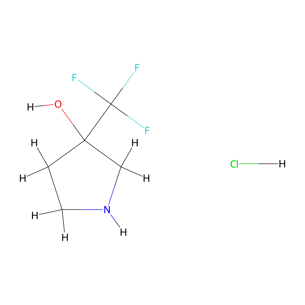 3-(Trifluoromethyl)pyrrolidin-3-ol hydrochloride molecular structure, CAS 1334147-81-7