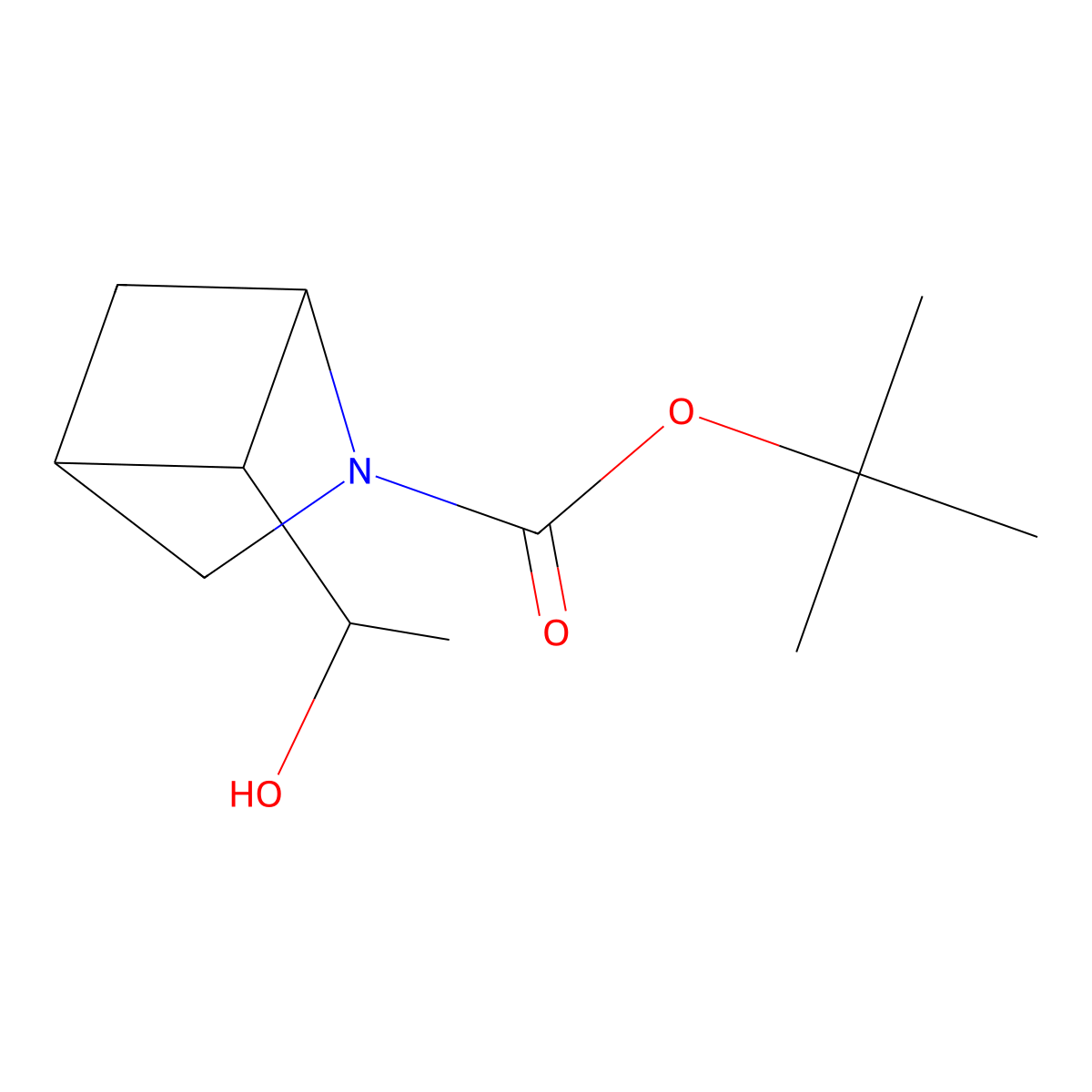 Tert-butyl 5-(1-hydroxyethyl)-2-azabicyclo[2.1.1]hexane-2-carboxylate molecular structure, CAS 1334147-92-0