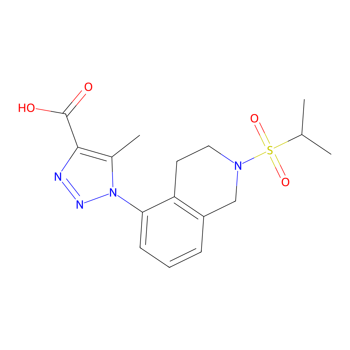 5-methyl-1-[2-(propane-2-sulfonyl)-1,2,3,4-tetrahydroisoquinolin-5-yl]-1H-1,2,3-triazole-4-carboxylic acid molecular structure, CAS 1334147-96-4