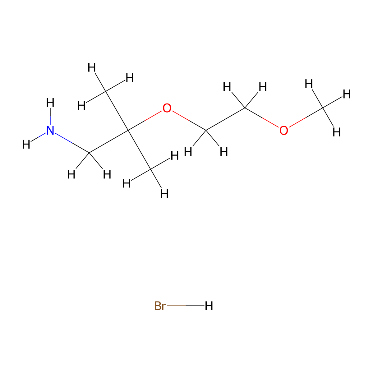 1-[(1-Amino-2-methylpropan-2-yl)oxy]-2-methoxyethane hydrobromide molecular structure, CAS 1334147-99-7