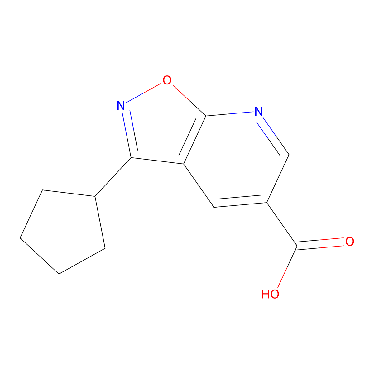 3-Cyclopentyl-[1,2]oxazolo[5,4-b]pyridine-5-carboxylic acid molecular structure, CAS 1334148-01-4