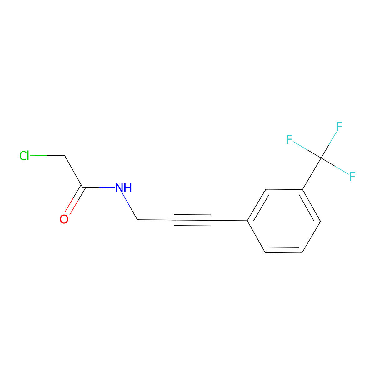 2-chloro-N-{3-[3-(trifluoromethyl)phenyl]prop-2-yn-1-yl}acetamide molecular structure, CAS 1334148-02-5