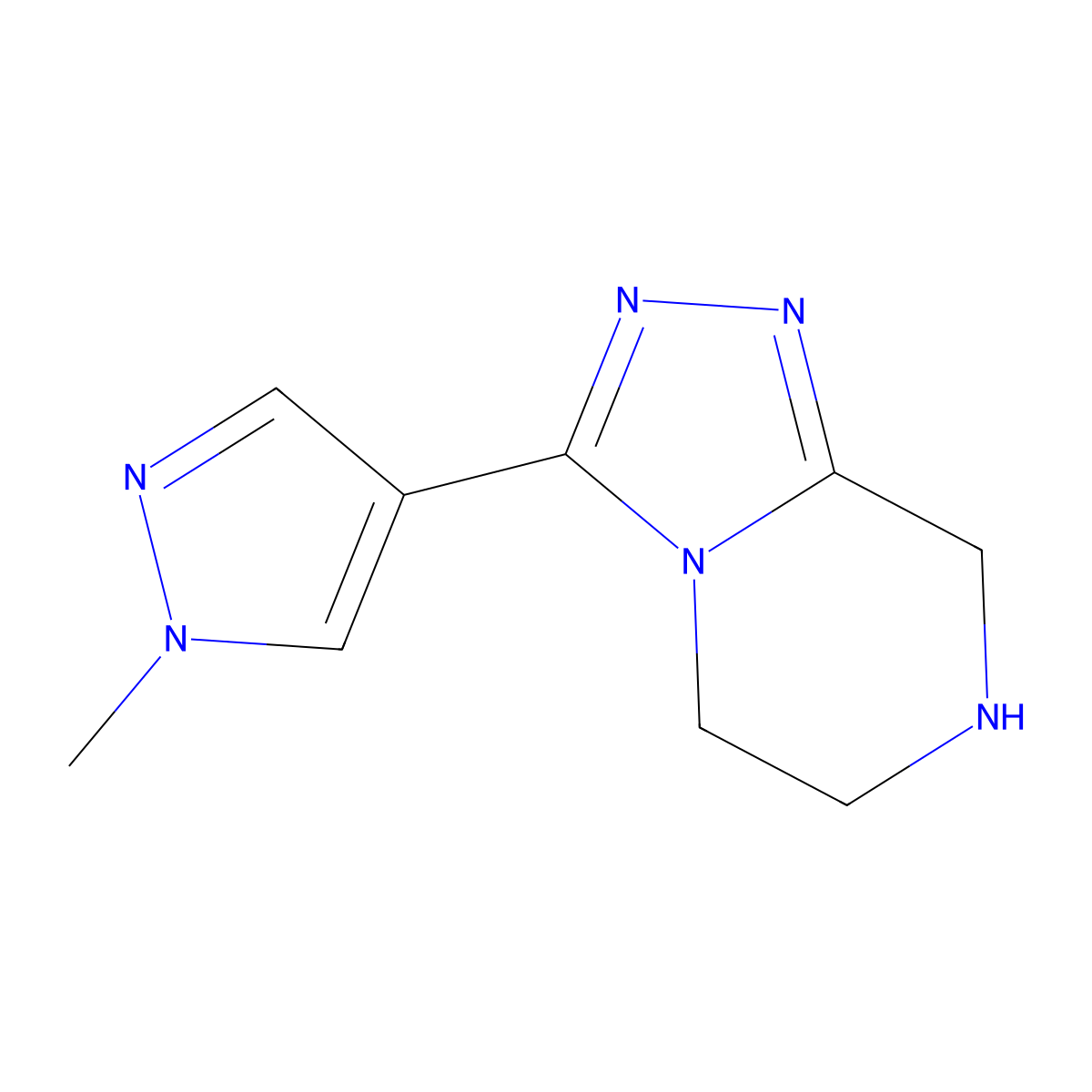 1-methyl-4-{5H,6H,7H,8H-[1,2,4]triazolo[4,3-a]pyrazin-3-yl}-1H-pyrazole molecular structure, CAS 1334148-03-6
