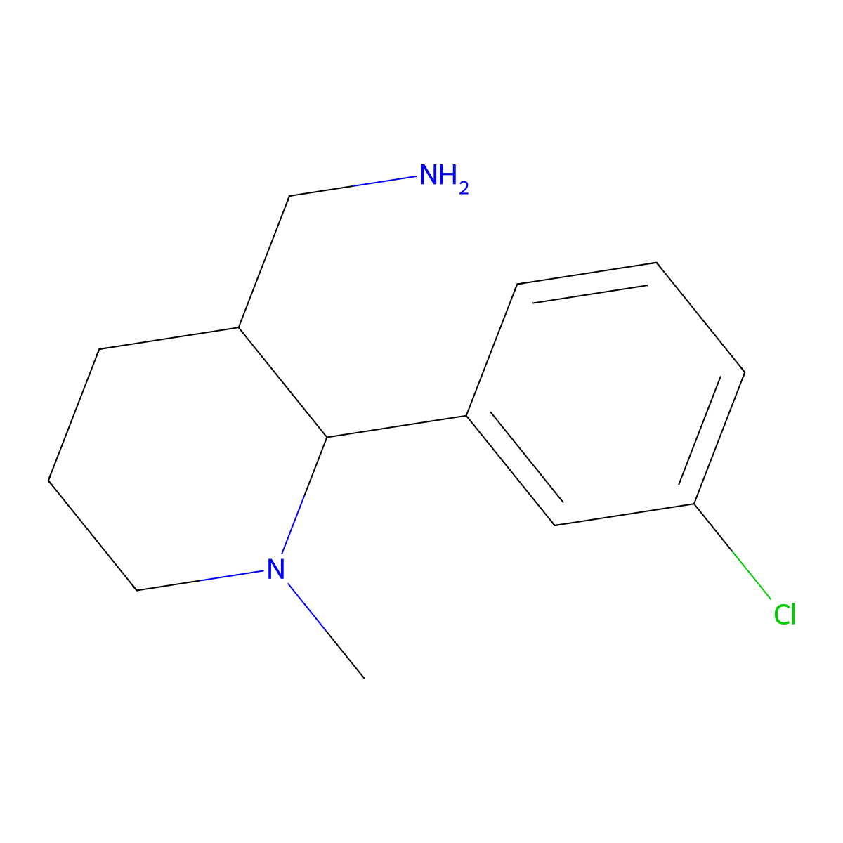 [2-(3-Chlorophenyl)-1-methylpiperidin-3-yl]methanamine molecular structure, CAS 1334148-05-8