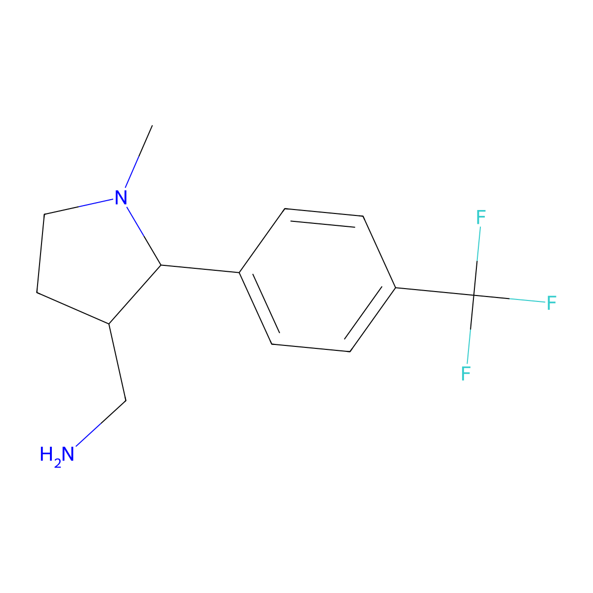 {1-Methyl-2-[4-(trifluoromethyl)phenyl]pyrrolidin-3-yl}methanamine molecular structure, CAS 1334148-15-0