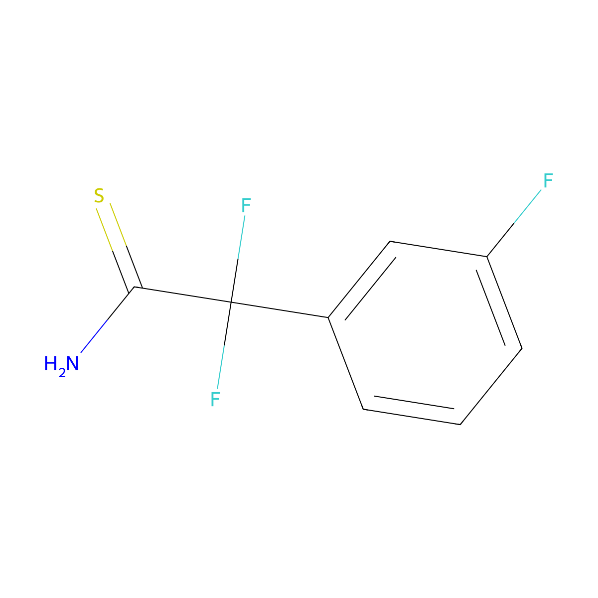 2,2-Difluoro-2-(3-fluorophenyl)ethanethioamide molecular structure, CAS 1334148-20-7