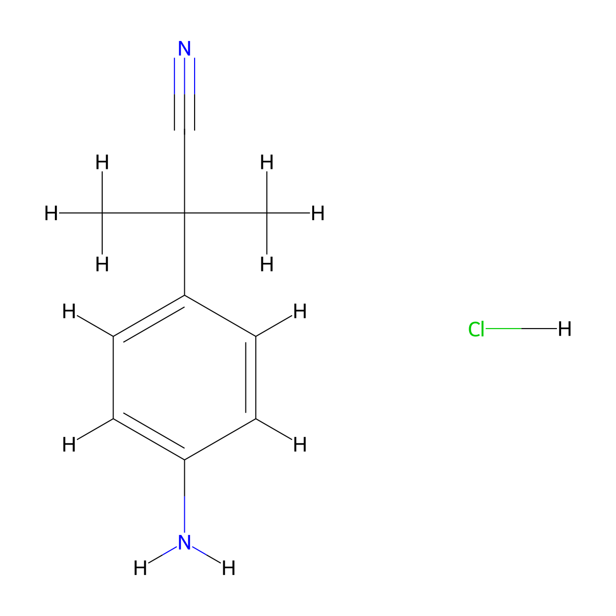 2-(4-Aminophenyl)-2-methylpropanenitrile hydrochloride molecular structure, CAS 1334148-22-9