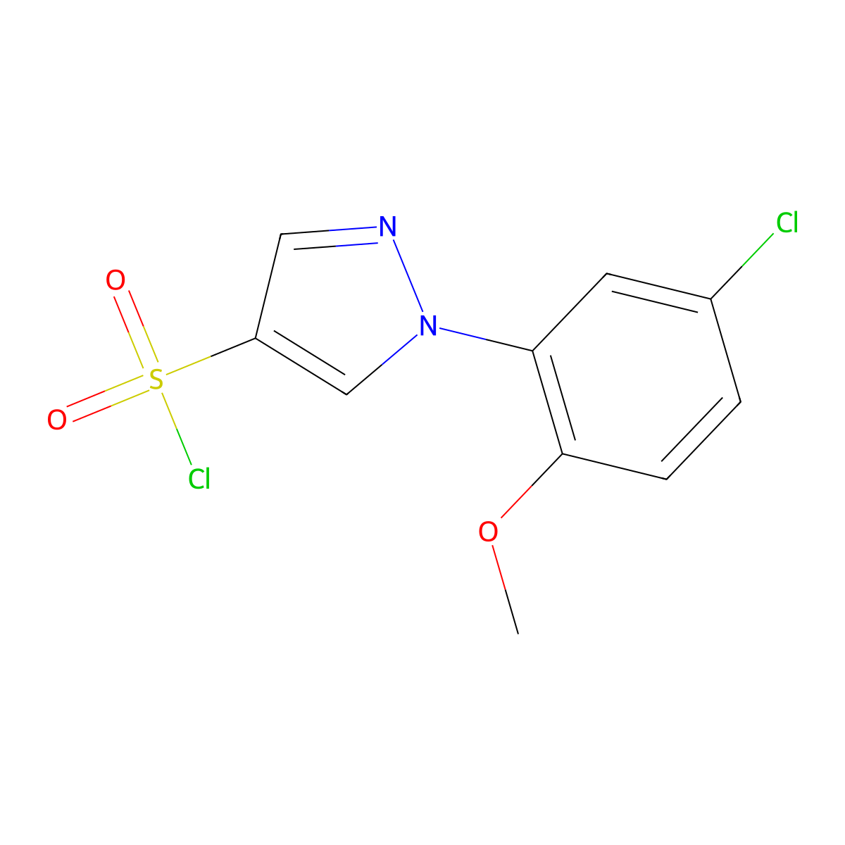 1-(5-chloro-2-methoxyphenyl)-1H-pyrazole-4-sulfonyl chloride molecular structure, CAS 1334148-26-3