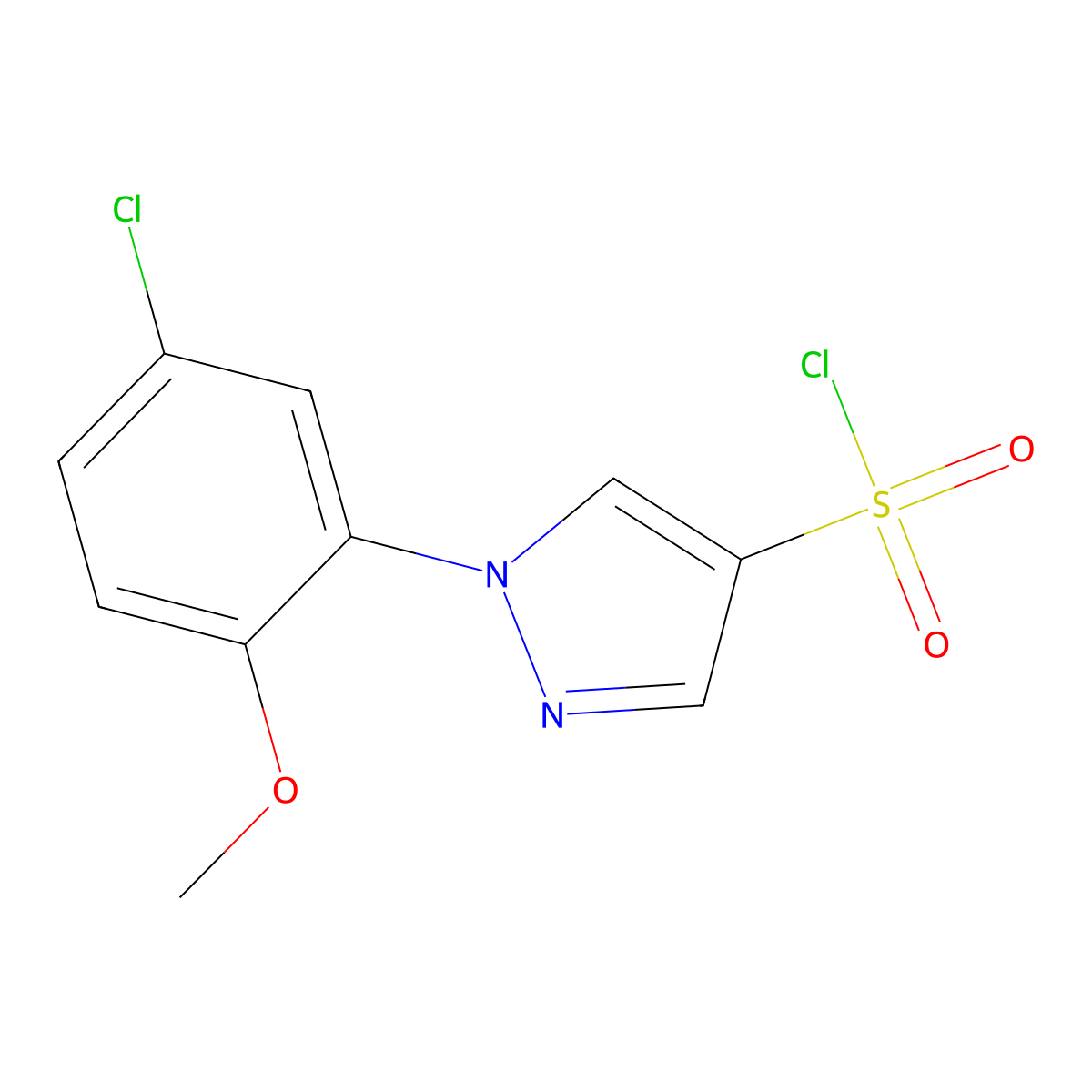 1-(5-chloro-2-methoxyphenyl)-1H-pyrazole-4-sulfonyl chloride molecular structure, CAS 1334148-26-3