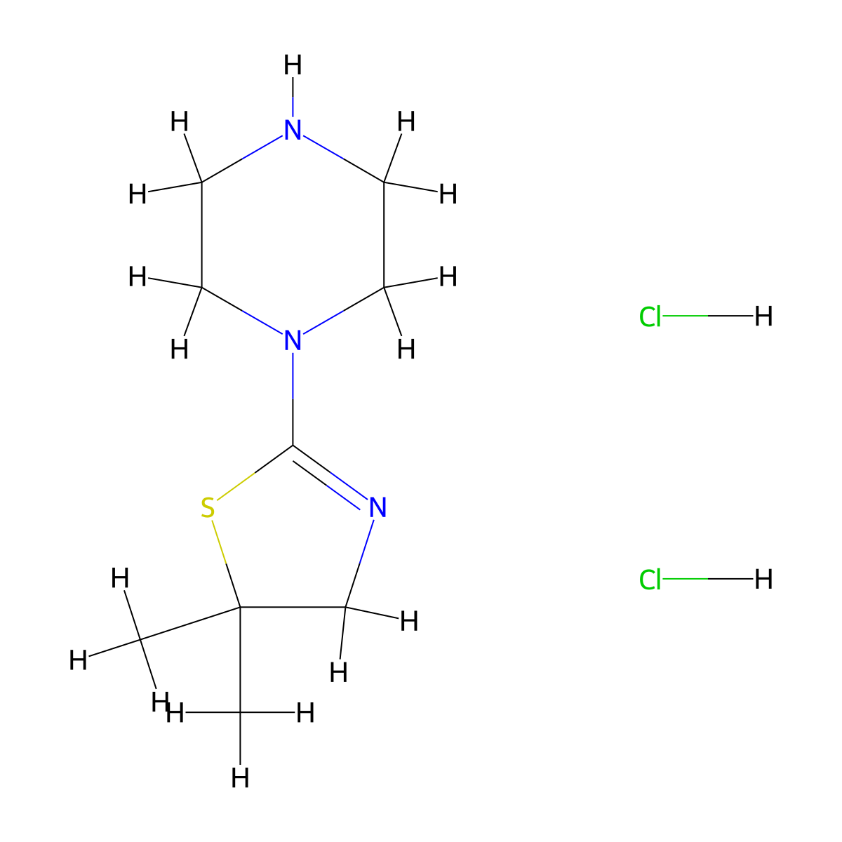 1-(5,5-Dimethyl-4,5-dihydro-1,3-thiazol-2-yl)piperazine dihydrochloride molecular structure, CAS 1334148-37-6