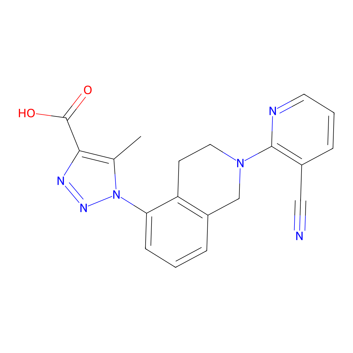 1-[2-(3-cyanopyridin-2-yl)-1,2,3,4-tetrahydroisoquinolin-5-yl]-5-methyl-1H-1,2,3-triazole-4-carboxylic acid molecular structure, CAS 1334148-43-4