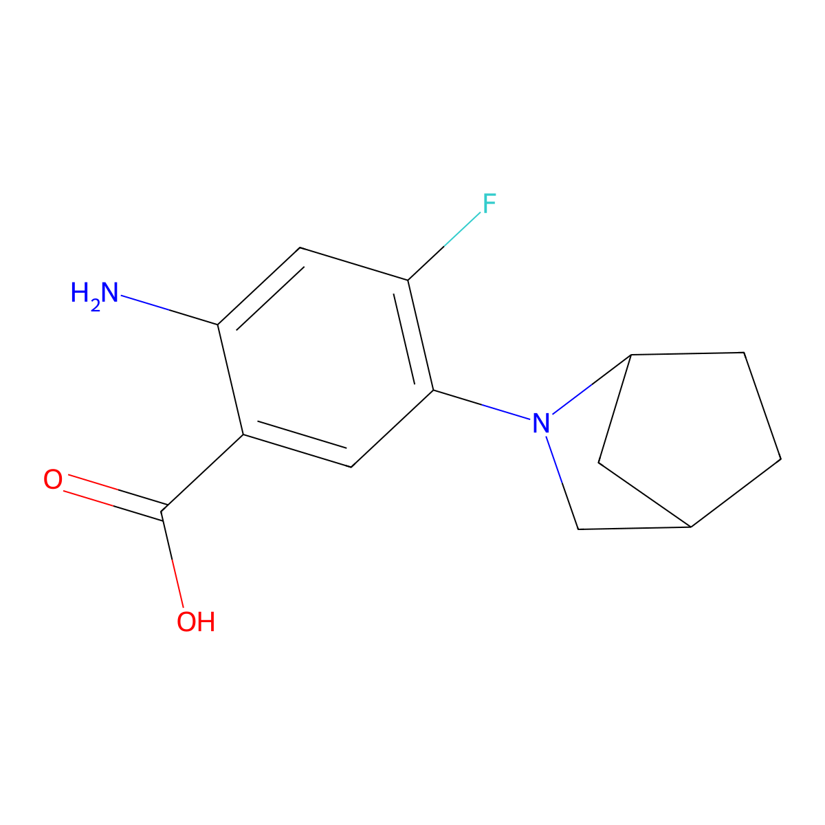 2-Amino-5-{2-azabicyclo[2.2.1]heptan-2-yl}-4-fluorobenzoic acid molecular structure, CAS 1334148-49-0