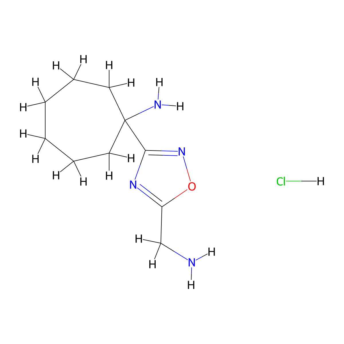 1-[5-(Aminomethyl)-1,2,4-oxadiazol-3-yl]cycloheptan-1-amine hydrochloride molecular structure, CAS 1334148-53-6