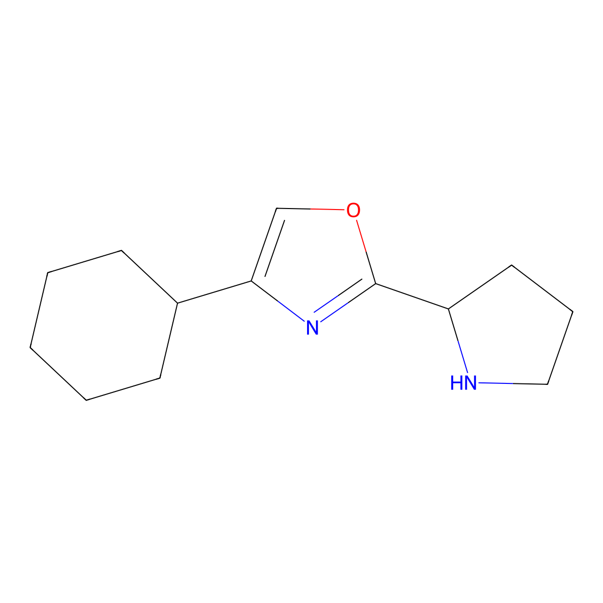 4-Cyclohexyl-2-(pyrrolidin-2-yl)-1,3-oxazole molecular structure, CAS 1334148-58-1