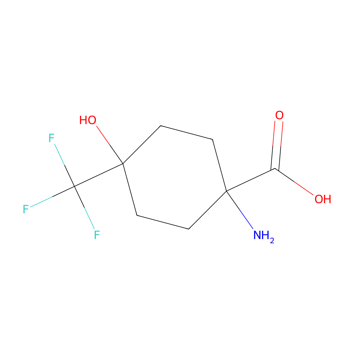 1-Amino-4-hydroxy-4-(trifluoromethyl)cyclohexane-1-carboxylic acid molecular structure, CAS 1334148-61-6