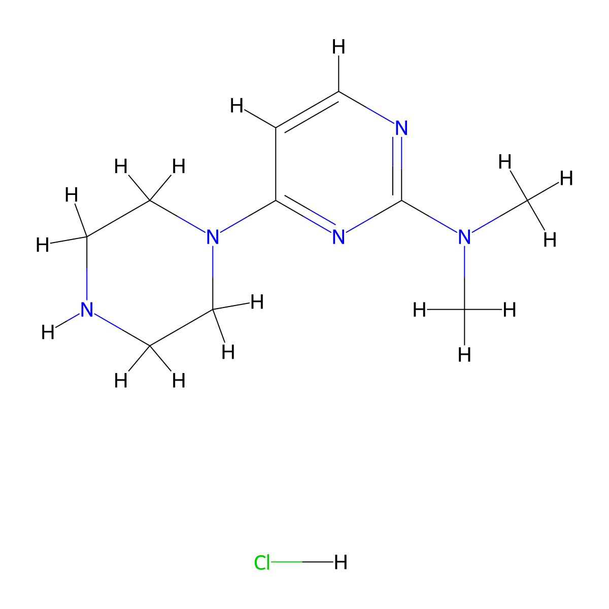 N,N-dimethyl-4-(piperazin-1-yl)pyrimidin-2-amine hydrochloride molecular structure, CAS 1334148-62-7