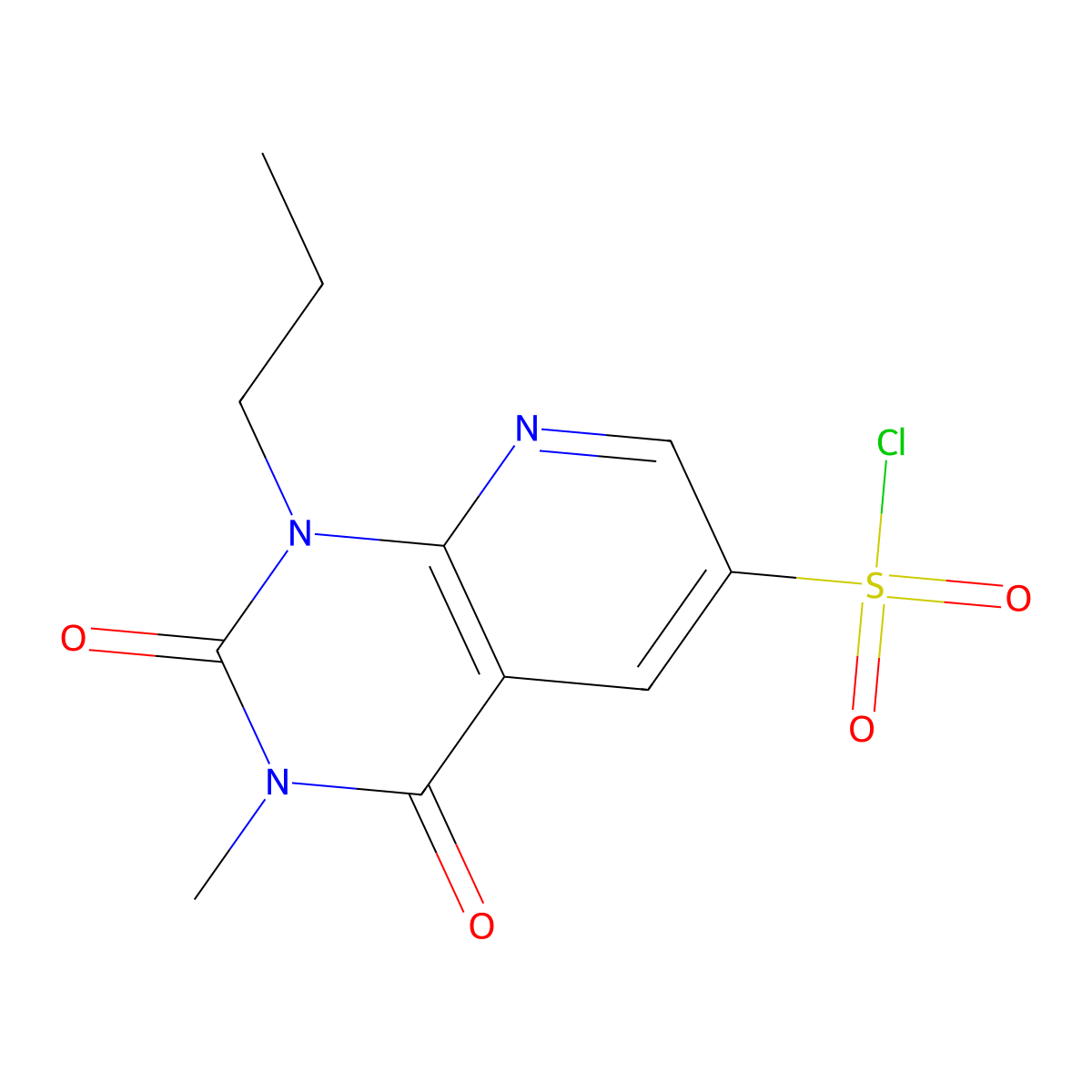3-Methyl-2,4-dioxo-1-propyl-1,2,3,4-tetrahydropyrido[2,3-d]pyrimidine-6-sulfonyl chloride molecular structure, CAS 1334148-79-6