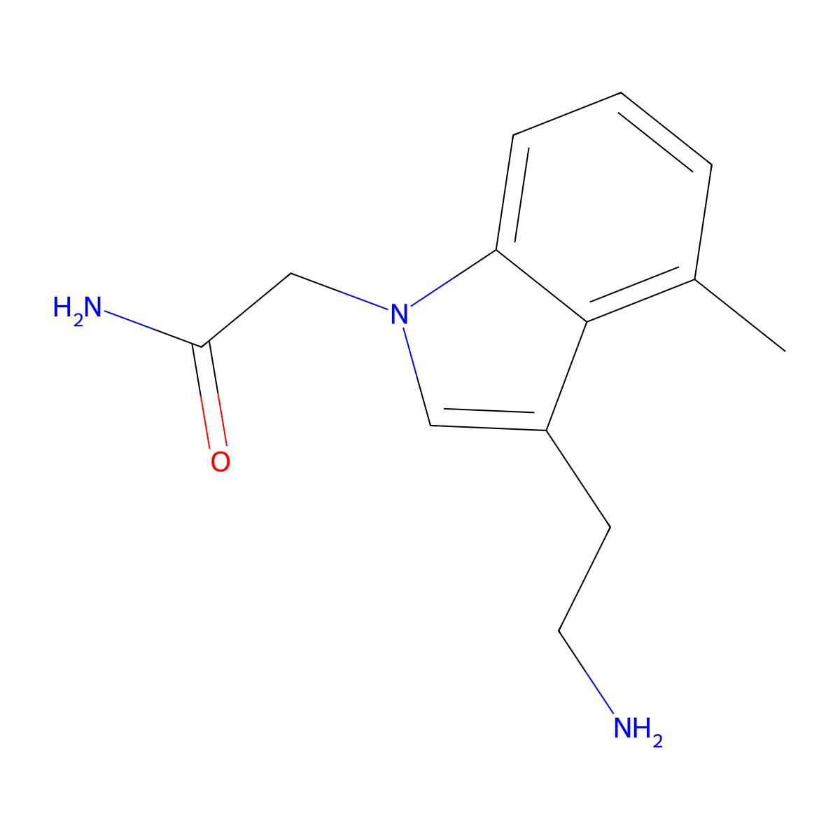 2-[3-(2-aminoethyl)-4-methyl-1H-indol-1-yl]acetamide molecular structure, CAS 1334148-81-0