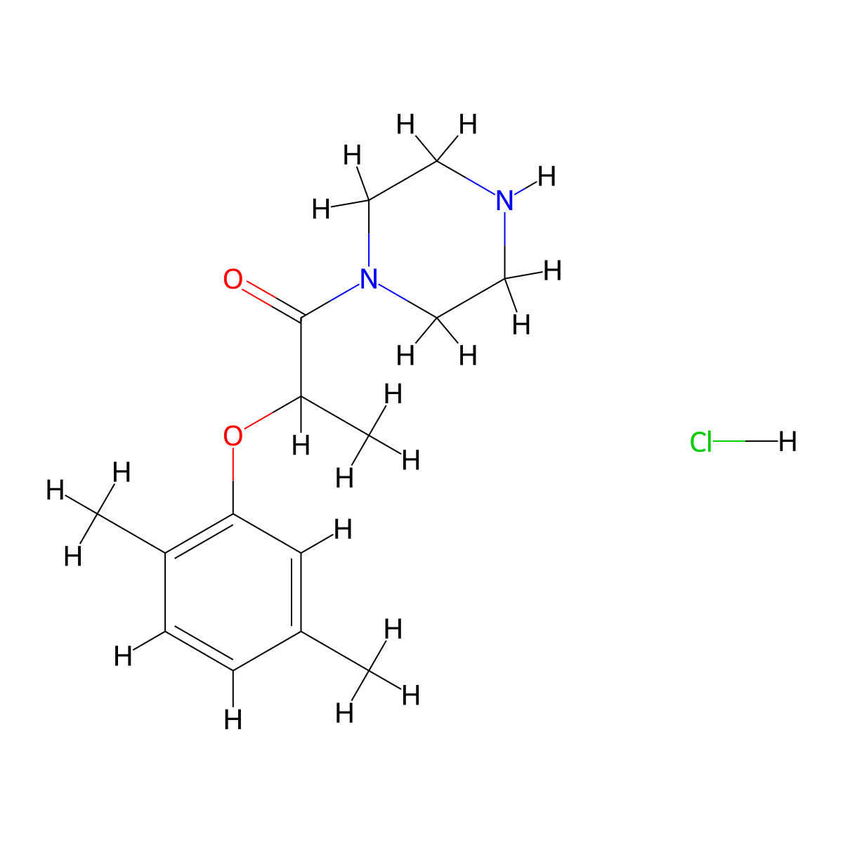 2-(2,5-Dimethylphenoxy)-1-(piperazin-1-yl)propan-1-one hydrochloride molecular structure, CAS 1334148-87-6