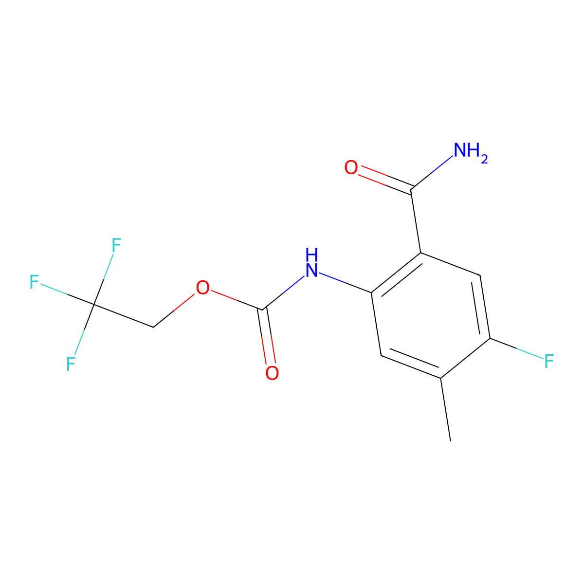 2,2,2-trifluoroethyl N-(2-carbamoyl-4-fluoro-5-methylphenyl)carbamate molecular structure, CAS 1334148-88-7