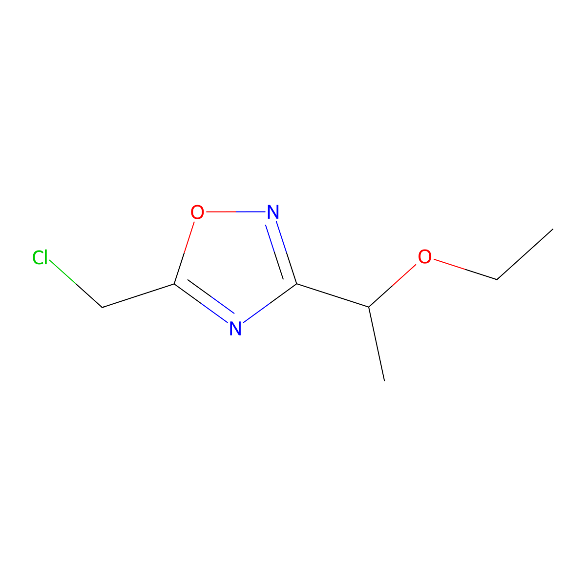 5-(Chloromethyl)-3-(1-ethoxyethyl)-1,2,4-oxadiazole molecular structure, CAS 1334148-89-8