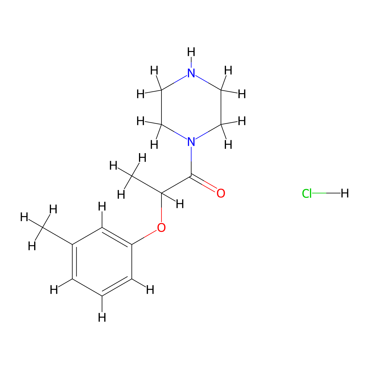 2-(3-Methylphenoxy)-1-(piperazin-1-yl)propan-1-one hydrochloride molecular structure, CAS 1334148-91-2
