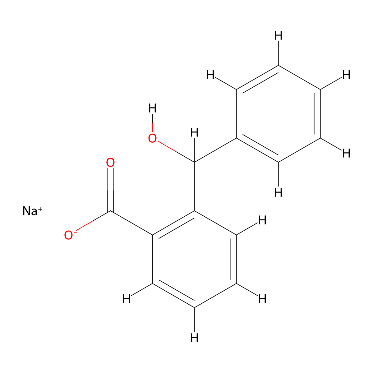Sodium 2-[hydroxy(phenyl)methyl]benzoate molecular structure, CAS 1334148-94-5