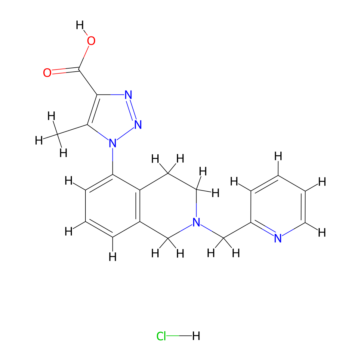 5-methyl-1-[2-(pyridin-2-ylmethyl)-1,2,3,4-tetrahydroisoquinolin-5-yl]-1H-1,2,3-triazole-4-carboxylic acid hydrochloride molecular structure, CAS 1334148-98-9