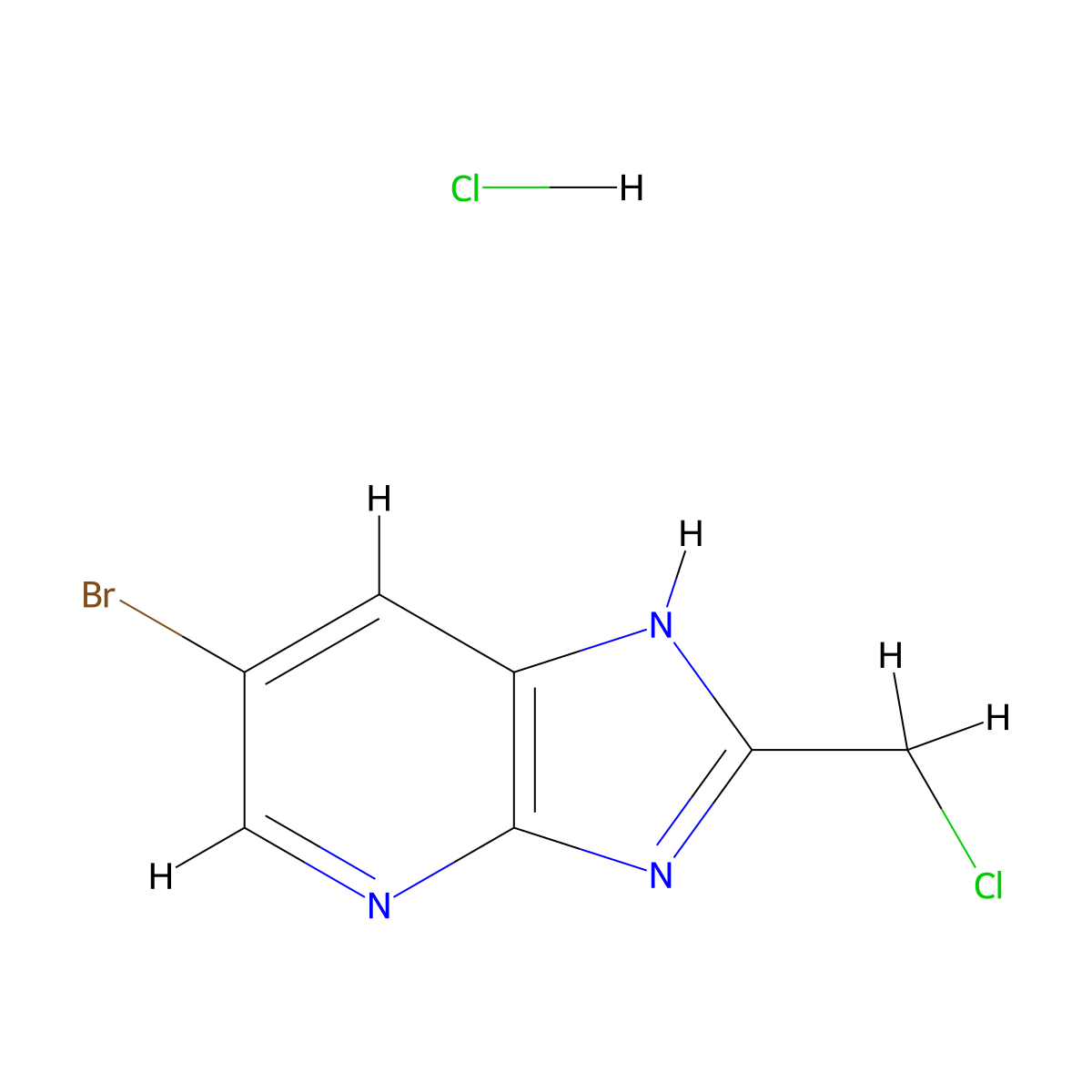 6-bromo-2-(chloromethyl)-3H-imidazo[4,5-b]pyridine hydrochloride molecular structure, CAS 1334149-01-7