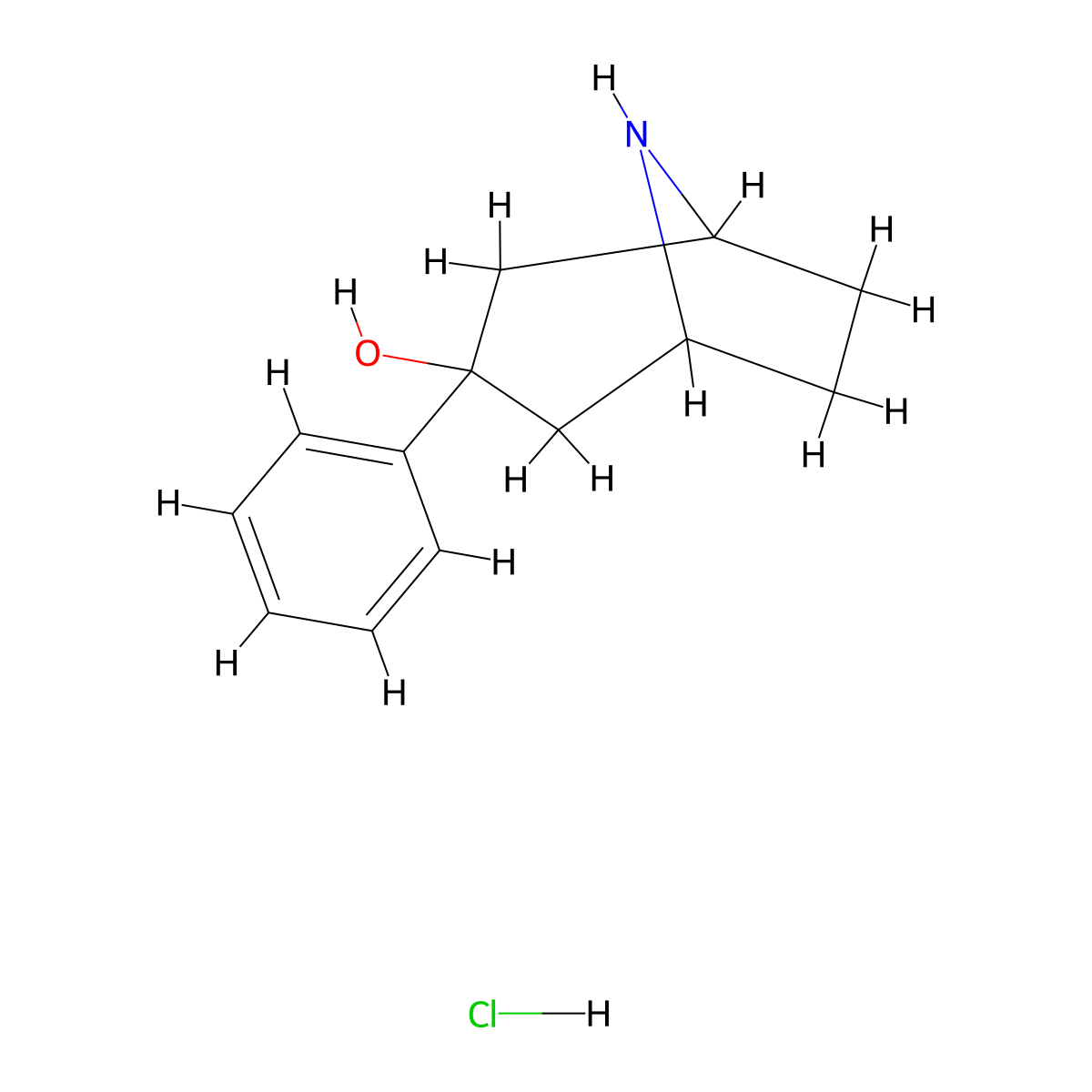 3-Phenyl-8-azabicyclo(3.2.1)octan-3-ol hydrochloride molecular structure, CAS 1334149-06-2
