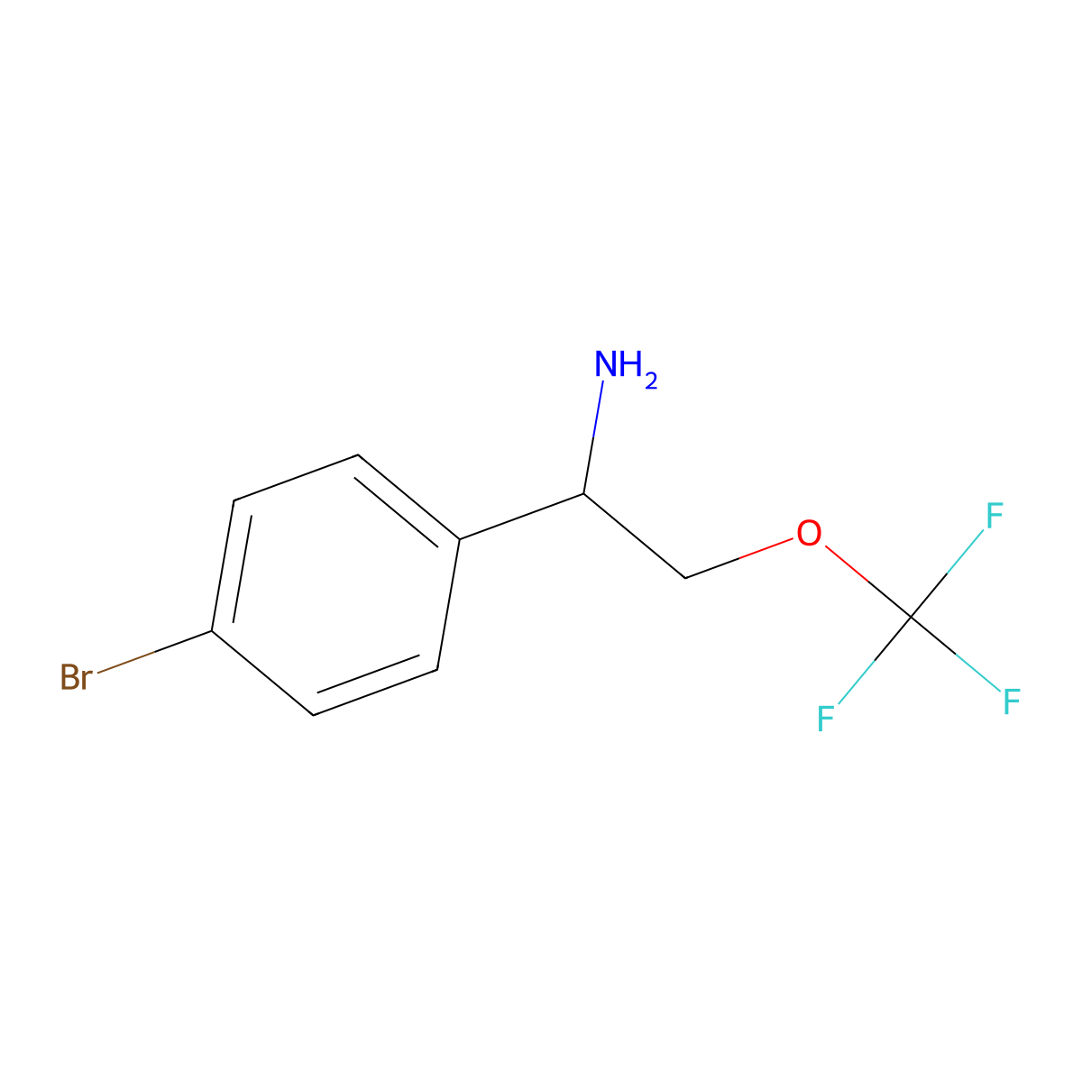 1-(4-Bromophenyl)-2-(trifluoromethoxy)ethan-1-amine molecular structure, CAS 1334149-07-3