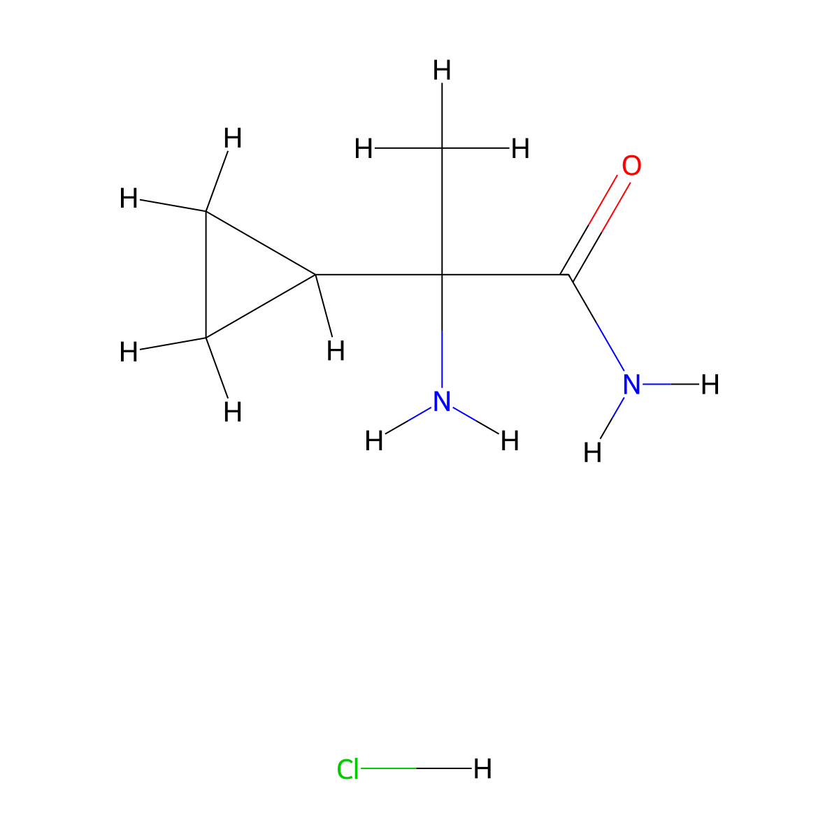 2-Amino-2-cyclopropylpropanamide hydrochloride molecular structure, CAS 1334149-14-2